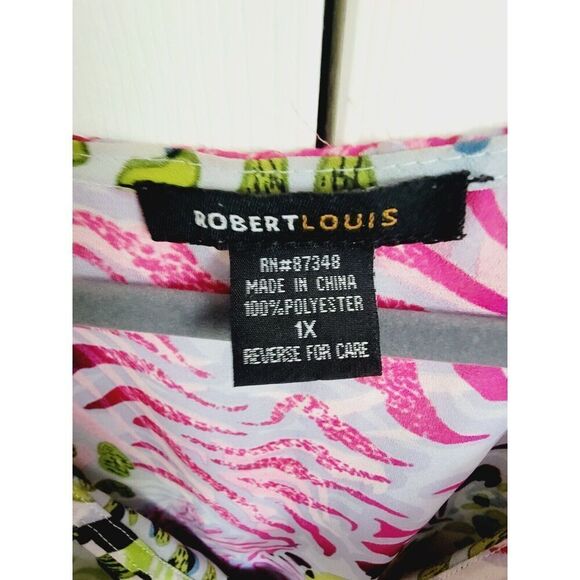 Robert Louis 1X Sleeveless Elastic Waist Floral Stretch Shirt Multi color Ruffle - Picture 3 of 6